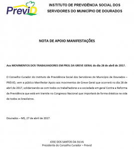 Nota de apoio manifestações